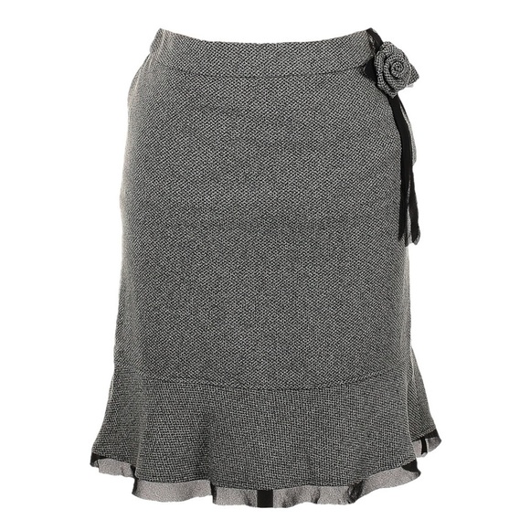 Versailles Vintage Skirt Size 10 NWT Gray Y2K Rosette Jacquard Tweed Peplum Hem - Picture 1 of 10